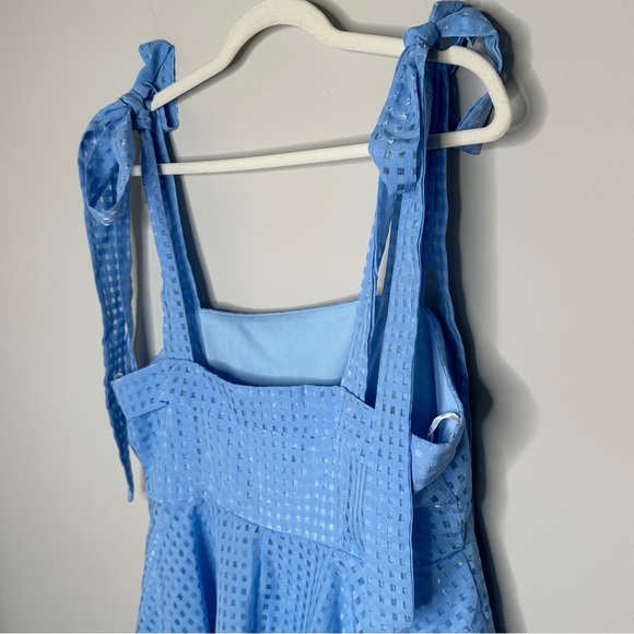 Lulu’s NWT Forever Darling Blue Gingham‎ Burnout Tie-Strap Mini Dress Size XL - Picture 14 of 15